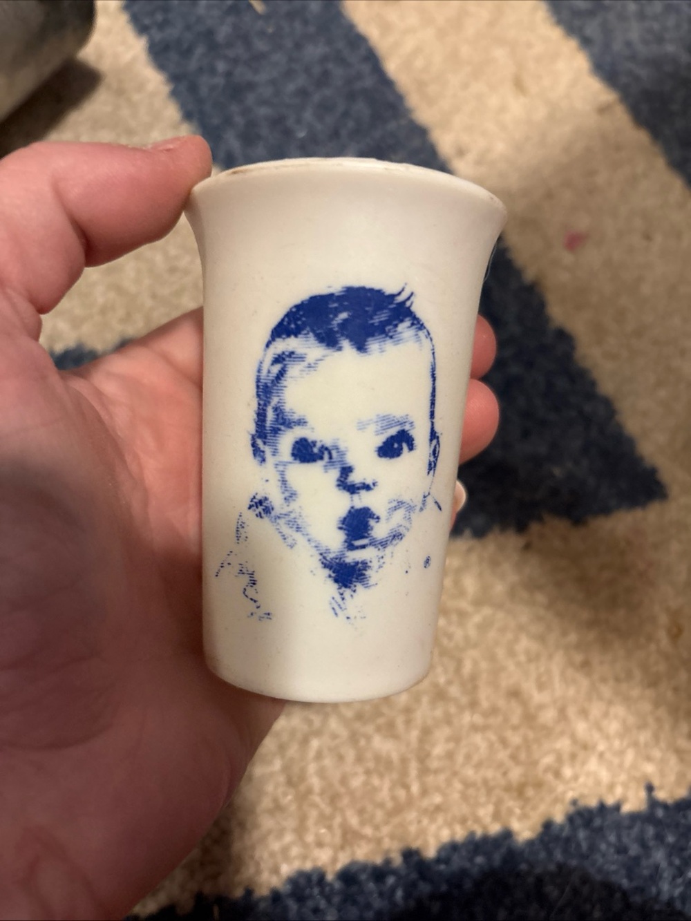 Gerber White plastic Kids Cup with Blue Portrait Graphic